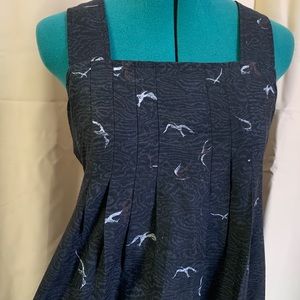 Vintage 12/ modern 6-8 maternity summer dress in dark blue with white boats.